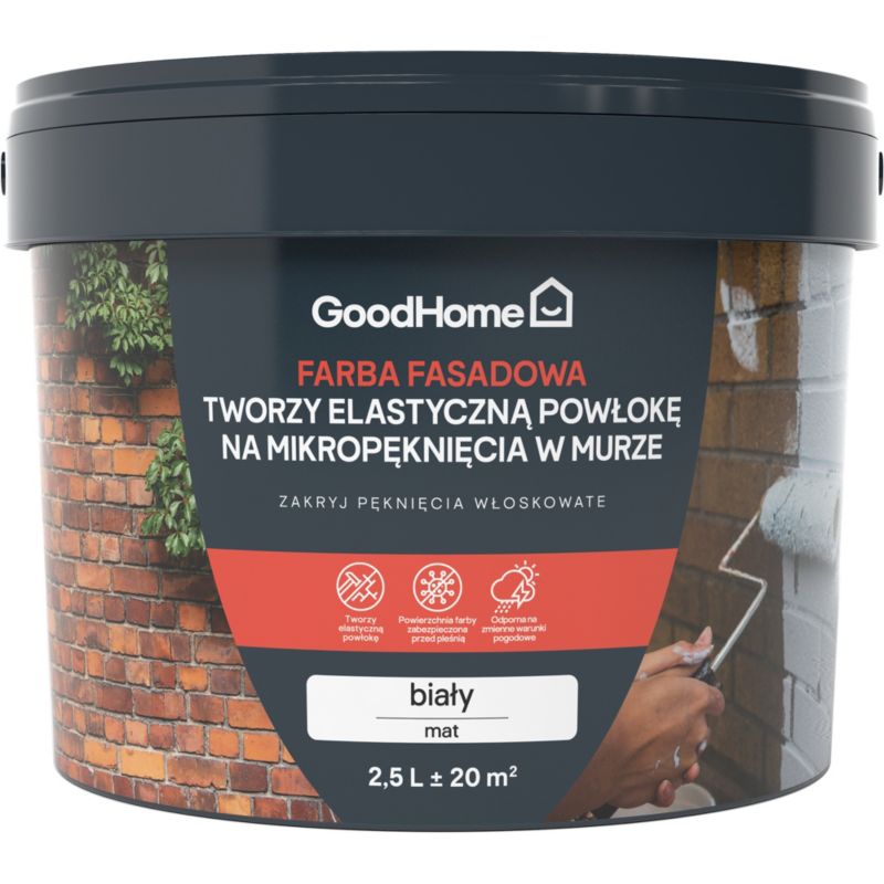 Farba fasadowa GoodHome na mikropęknięcia biała 2,5 l