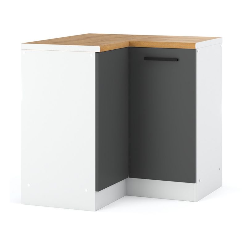 Szafka Kuchenna Hurtownia-Mebli Stojąca Narożna Blanka dolna narożna 90cm Biały Mat Szary Mat 90x47x85 cm 1szt.