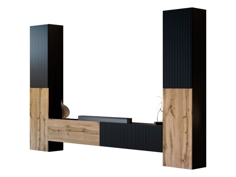 Meblościanka MIRJAN 24 Capital II czarny + dąb wotan 1 kpl.