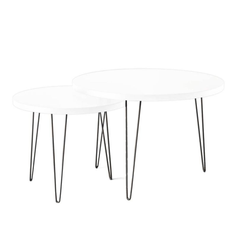 Stolik kawowy KOLM okrągły fi 68 cm i fi 50 cm LAPP Biały 1szt.