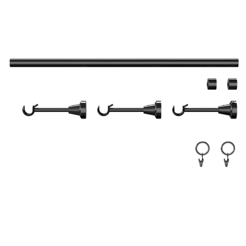 Karnisz pojedynczy Goodhome Kimlos 19 mm 240 cm zaślepka czarny