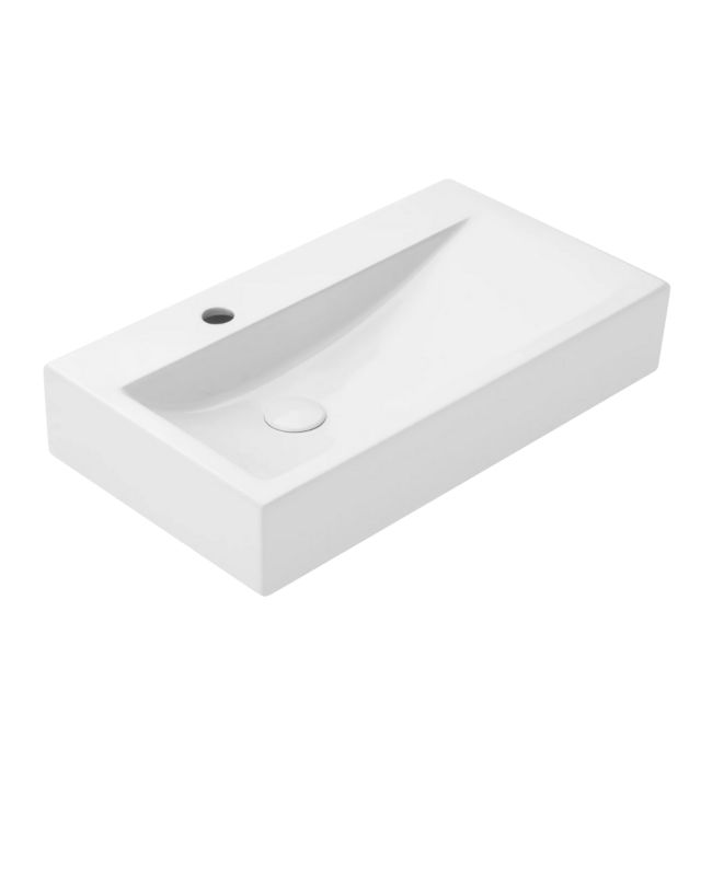 Umywalka ścienna/nablatowa Uptrend RENO biały połysk, z otworem na baterię, lewa 1 szt.