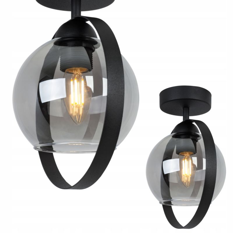 Lampa sufitowa wisząca Light Home LH Haga Ring 1x E27 60W szkło grafitowy 1szt.