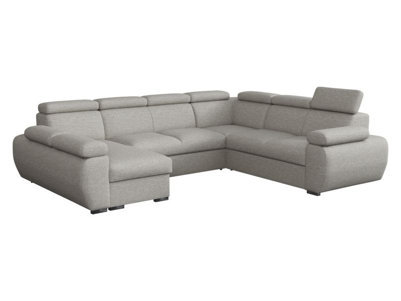 Narożnik z funkcją spania MIRJAN 24 Boston U lewy LC+2P+R+2R jasnoszara plecionka 1 szt.