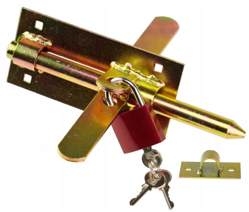 Zasuwa FEINZ Zasuwka Dwustronna Drzwi Złota + Kłódka 1 szt.