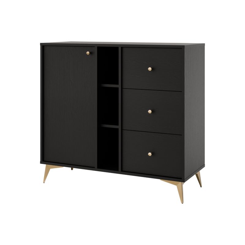 Komoda z szufladami Bonni Sakai 1 1F 3S T824 Czarny 1 szt.