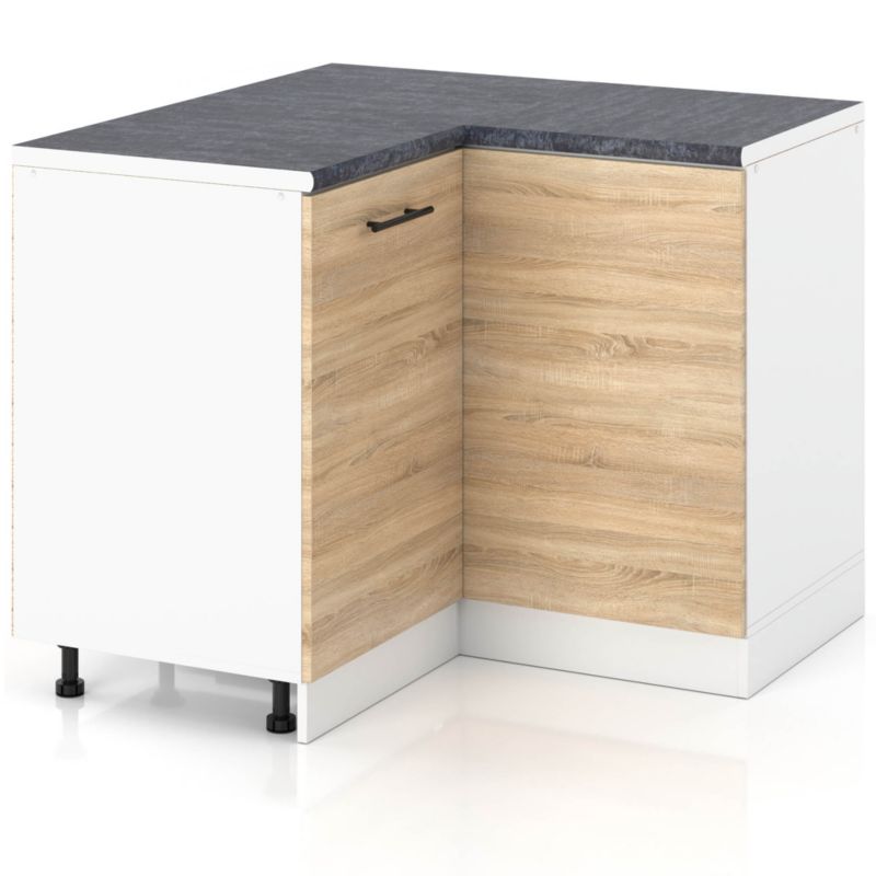Szafka Kuchenna Hurtownia-Mebli Stojąca Narożna DN90X90 sPremium 90cm Biały Mat Dąb Sonoma 90x52x85 cm 1szt.