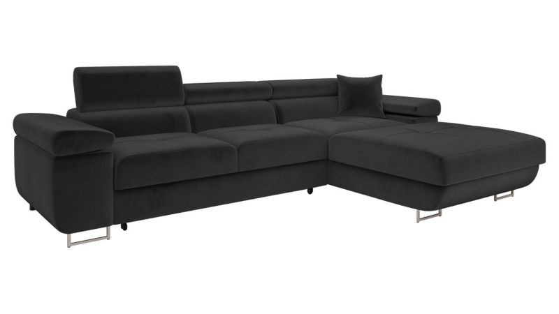 Narożnik z funkcją spania MIRJAN 24 Torezio Mini prawy czarny plusz 1 szt.