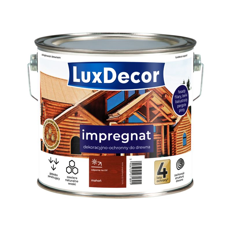Impregnat dekoracyjno-ochronny do drewna LuxDecor, mahoń, 2,7l, 1 szt.