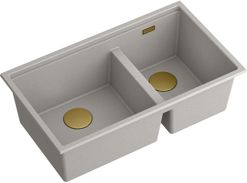 Zlewozmywak Quadron Clark 842 GraniteQ 84x48.5 cm, 2-komorowy, syfon, szary/grafitowy - 1 szt.