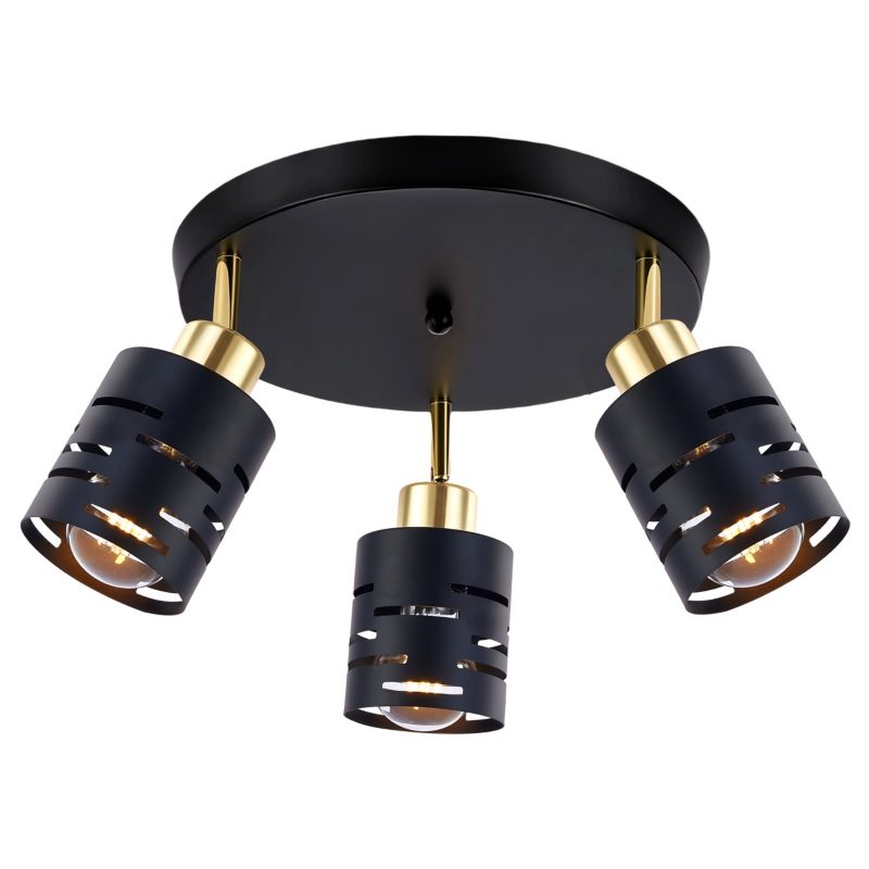 Lampa sufitowa 3 xE27 LED MasterLED Elen ruchoma czarna złota oprawa kinkiet 1 szt.