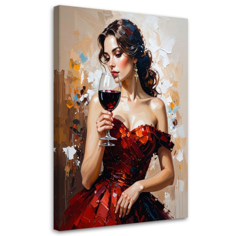 Obraz do salonu sypialni Feeby Dziewczyna z kieliszkiem wina 40x60cm 1szt