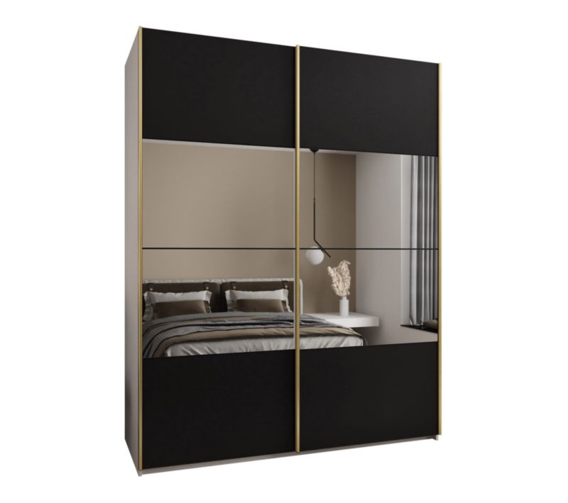 Szafa przesuwna Abiks LUX 4 wysoka szer.200cm biały/czarny/złoty 1szt.