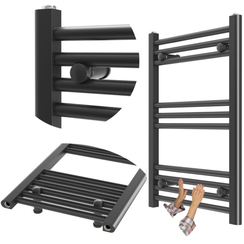 Grzejnik Łazienkowy Granitan Breno 50/70cm Czarny Kaloryfer Drabinkowy 1kpl.