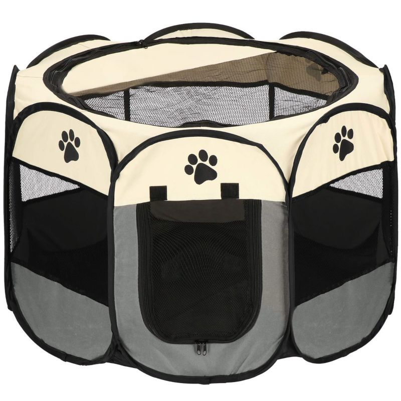 Kojec uniwersalny dla psa i kota Springos 81 cm składana klatka beżowo-szary 1 szt.