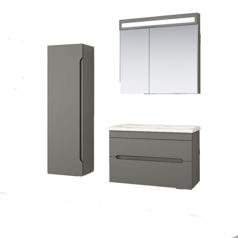 Zestaw mebli łazienkowych ORKA lustro szafka 80cm umywalka słupek szary VARNA 1szt