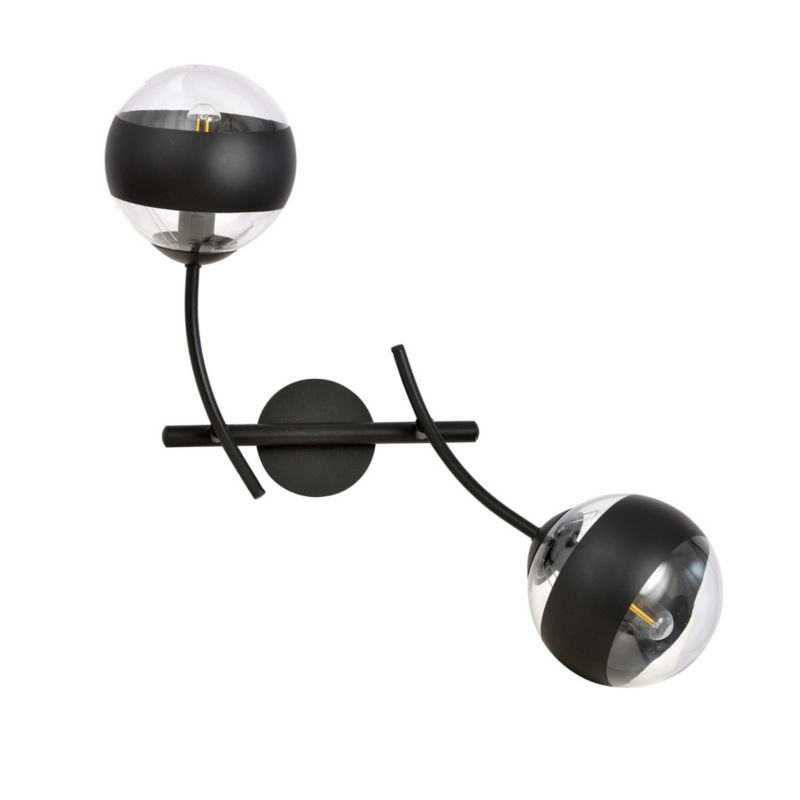 Kinkiet ścienny Emibig Hunter czarno-przezroczysty 2 x E14 x 10W IP20 wym: 38 x 35 cm - 1 szt.