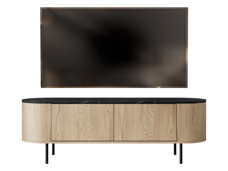 Szafka RTV MIRJAN 24 Lygrint 1 dąb cremona / czarny marmur + czarny 1 szt.