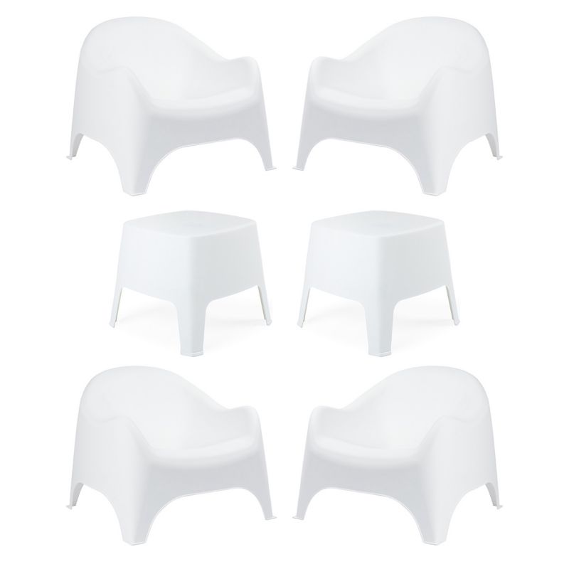 Zestaw mebli ogrodowych 4 fotele Dumbo białe + 2 stoliki kawowe Milane białe 1 kpl