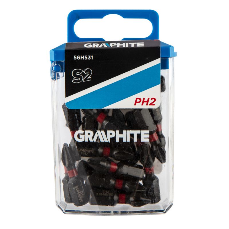 Bity udarowe GRAPHITE typ PH2 x 25 mm, 20 szt. 1 kpl.