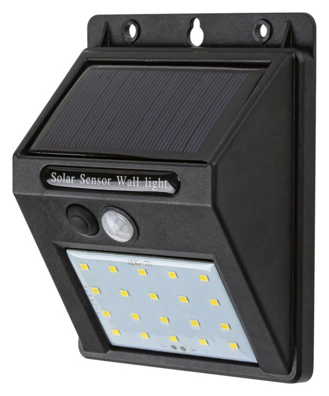 Kinkiet solarny z czujnikiem Rabalux Ostrava czarny LED 1.3W 4000K 100lm IP44 wym: 12,5 x 10 x 5 cm tworzywo sztuczne - 1 szt.