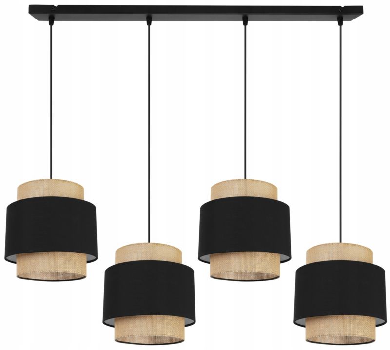Lampa sufitowa wisząca Light Home LH Boho Juta 4x E27 60W czarny 1szt.