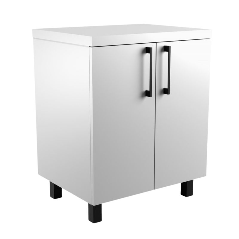 Szafka Łazienkowa SKXMeble Regał Stojąca Pod Umywalkę Mila Biały Uchwyty Standardowe Czarne 75x60x47 1szt.