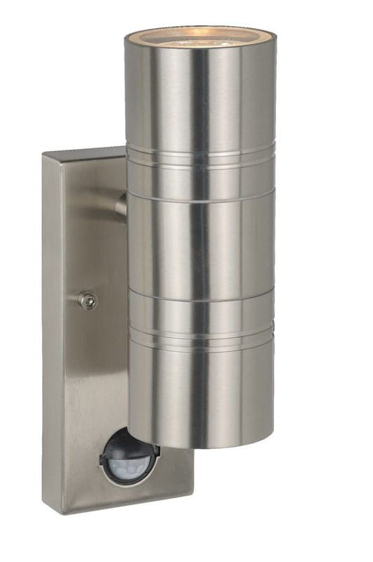 Kinkiet zewnętrzny z czujnikiem Lucide Arne-Led srebrny 2 x GU10 x 5W IP44 wym: 22,5 x 6,3 x 12 cm - 1 szt.