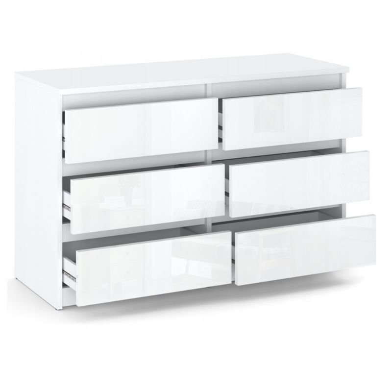 Komoda Z 6 Szufladami Stiv-Meble Biały Mat Biały Połysk 100X33,5X71,5 Cm 1Szt.