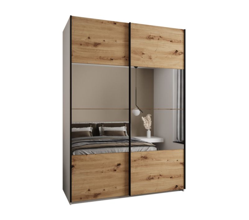 Szafa przesuwna Abiks LUX 4 wysoka szer.180cm biały/artisan/czarny 1szt.