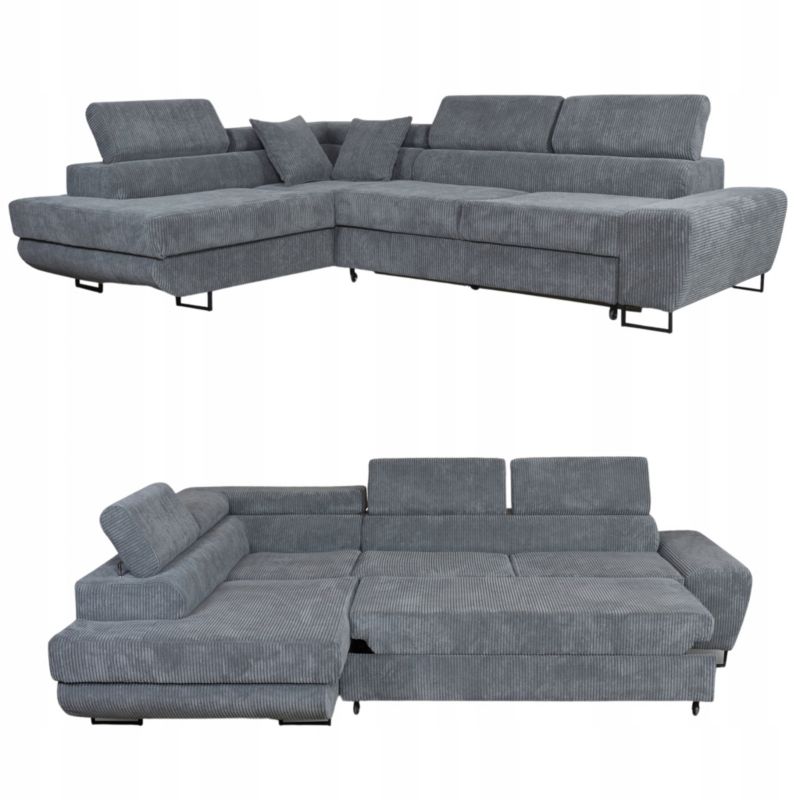 Kanapa do salonu rozkładana lewy Family Meble Savio szary 1szt