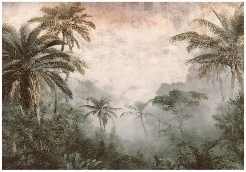 Fototapeta WALLARENA Do Sypialni Salonu Na Flizelinie Dżungla Palmy Beton Beżowy 400x280 cm 16088VX8 1 szt.