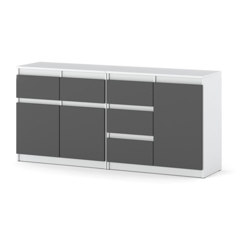 Komoda Hurtownia-Mebli Szuflady 5 Agnolia Mini 160cm Biały Mat Szary Mat 160x35x75 cm 1szt.