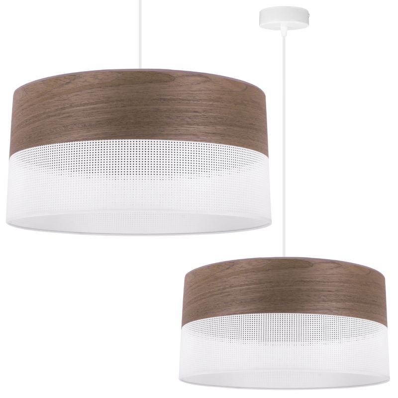 Lampa sufitowa wisząca Light Home LH Wood 1x E27 60W fornir orzech klosz/biały 44cm 1szt.