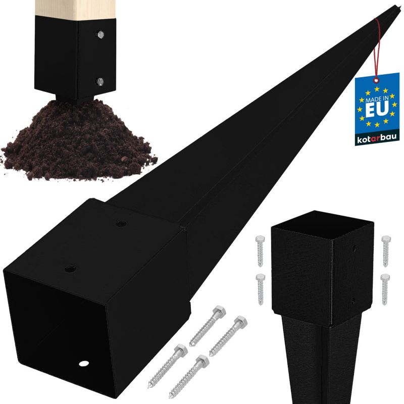 Podstawa słupa KOTARBAU wbijana do ziemi stalowa czarna 60x60x750 mm 1 szt.
