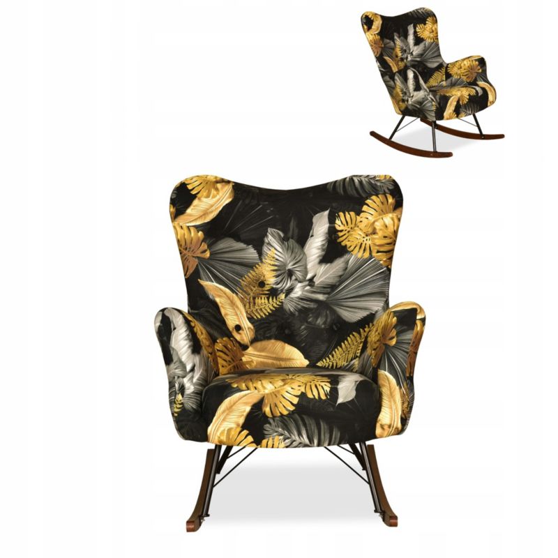 Fotel uszak do salonu bujany Family Meble Luna Print złoty 1szt