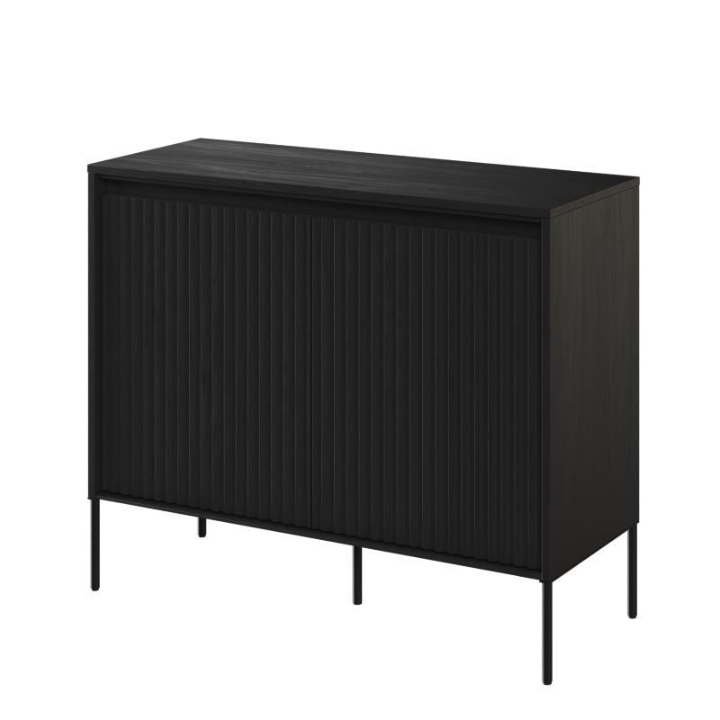 Komoda dwudrzwiowa Bettso Trend z oświetleniem LED i frezowanym frontem czarny 1szt.