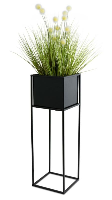Kwietnik Stojący Vireo HowHomely Metalowy Czarny 24x70 cm 1 szt.