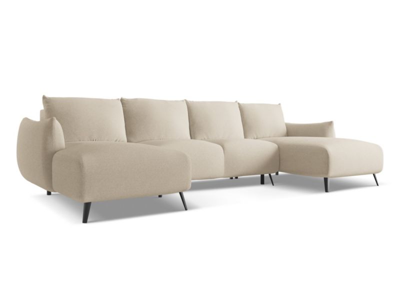 Sofa panoramiczna z funkcją spania LaMiaSofa GENOVA z tkaniny szenilowej 317x162 cm ciemny beż 1 szt.