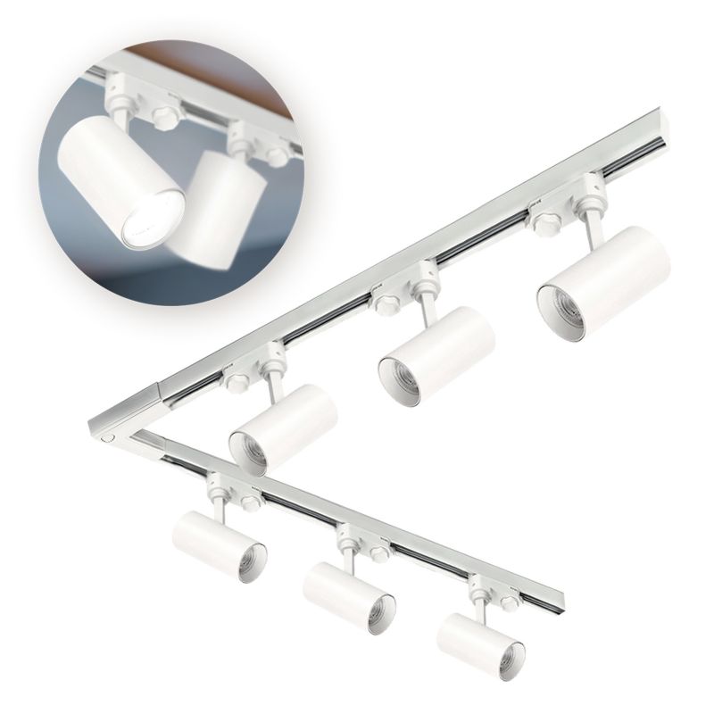 Zestaw szynowy 3-fazowy szyna 1m+1m, L prawy, 6x Lampa, 2x zaślepka biała 1kpl.