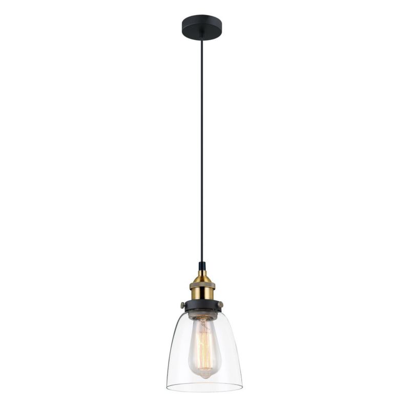 Lampa sufitowa wisząca Italux Francis 1981 czarno-złota-przezroczysty industrialna 1xE27 x 40W 1 szt.