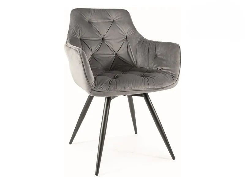 Krzesło Signal tapicerowane MANGO VELVET szare obracane 1 szt