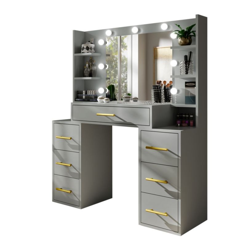 Toaletka z szufladami Bettso Star z lustrem i oświetleniem szary 1szt.