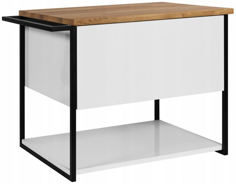 Szafka pod umywalkę Furnidea 60 cm wisząca lakierowana biały połysk z blatem drewnianym LOV 1 szt.