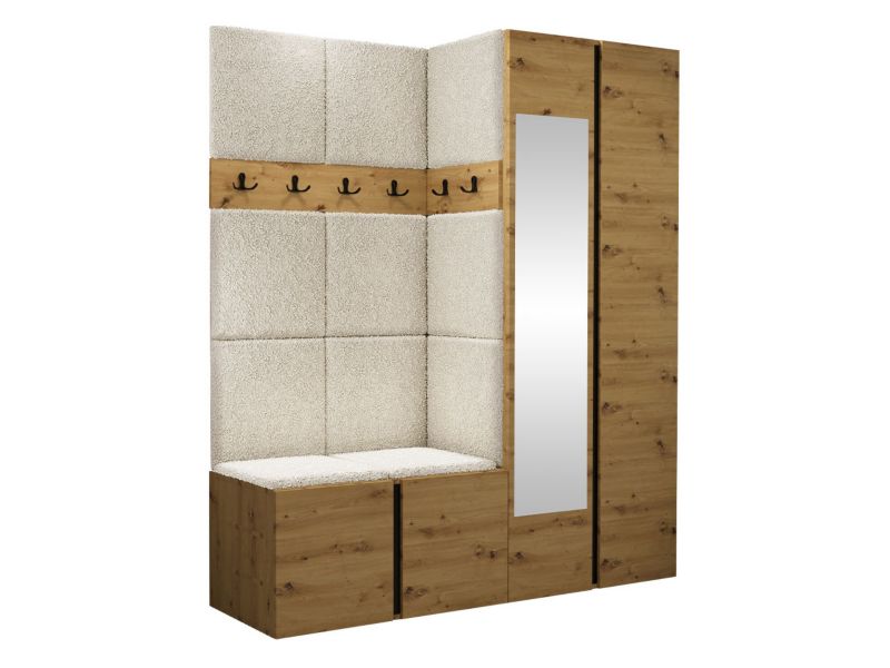 Garderoba MIRJAN 24 Orion XII dąb artisan/czarny + beżowa bukla 1 kpl.