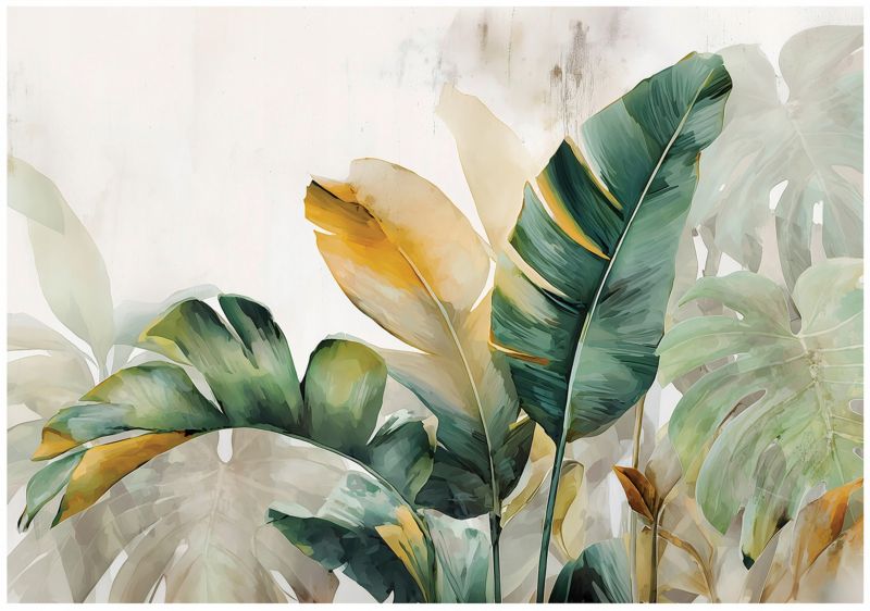 Fototapeta WALLARENA Do Sypialni Salonu Na Flizelinie Liście Beton Dżungla 400x280 cm 1 szt.