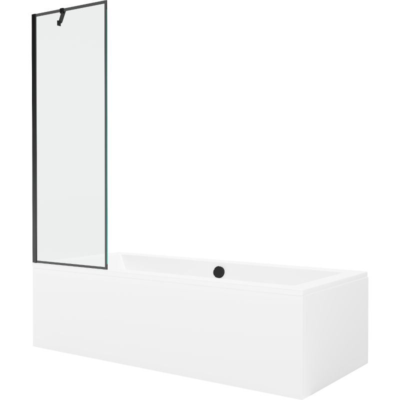 Wanna prostokątna Mexen Cube 180 x 80 cm z obudową i parawanem 1-skrzydłowym 60 cm czarny wzór 550518080X9506007070 1 szt.
