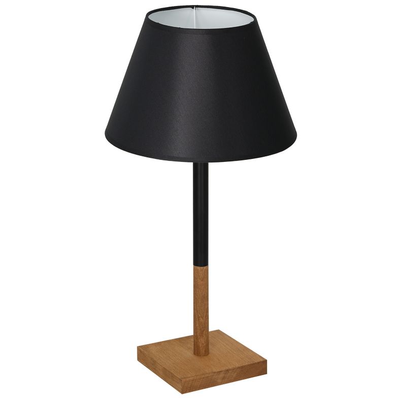 Lampa stołowa Luminex Table Lamps czarny mat-jasne drewno-biała drewniana 1 x E27 x 15W IP20 wym: 56 x 30 x 30 cm drewno - 1 szt.