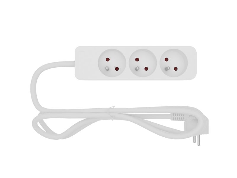 Przedłużacz mieszkaniowy z uziemieniem 3 gniazdka 1 m