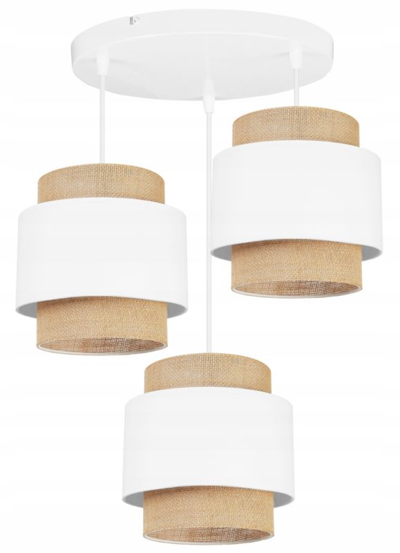Lampa sufitowa wisząca Light Home LH Boho Juta 3x E27 60W okrągły biały 1szt.